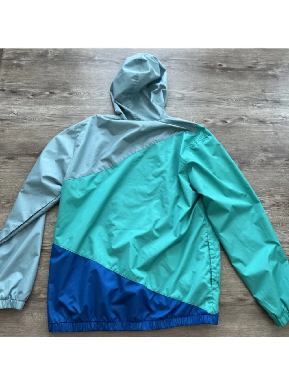 True Religion Windbreaker Jacket Mens M Teal Blue Green Full Zip Hooded